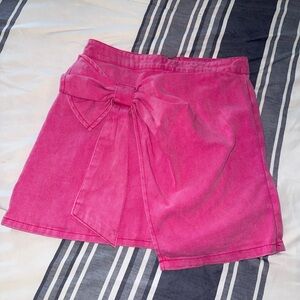 Pink Women's Shorts with Bow Detail